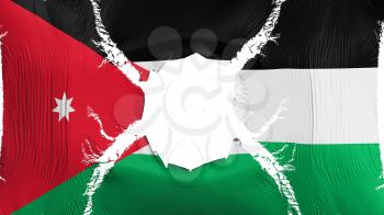 Jordan flag with a hole, white background, 3d rendering