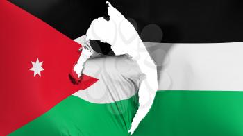 Damaged Jordan flag, white background, 3d rendering