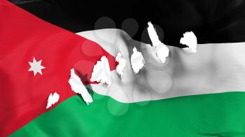 Jordan flag perforated, bullet holes, white background, 3d rendering