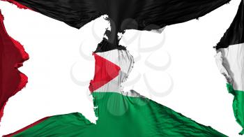 Destroyed Jordan flag, white background, 3d rendering