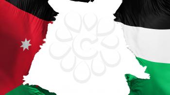 Jordan flag ripped apart, white background, 3d rendering