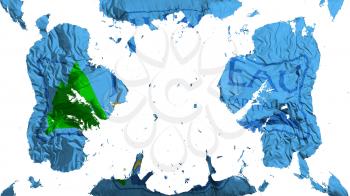 Scattered Juneau city, capital of Alaska state flag, white background, 3d rendering