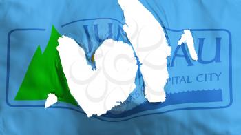 Ragged Juneau city, capital of Alaska state flag, white background, 3d rendering