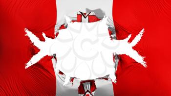KKK flag with a big hole, white background, 3d rendering