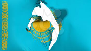 Damaged Kazakhstan flag, white background, 3d rendering