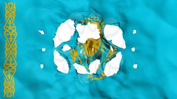 Holes in Kazakhstan flag, white background, 3d rendering