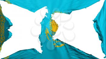 Destroyed Kazakhstan flag, white background, 3d rendering