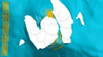 Ragged Kazakhstan flag, white background, 3d rendering