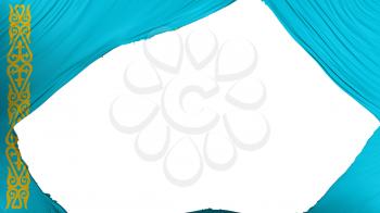 Divided Kazakhstan flag, white background, 3d rendering