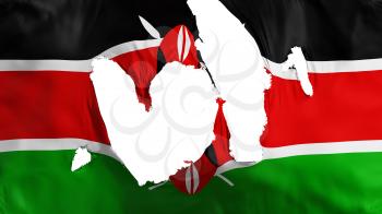 Ragged Kenya flag, white background, 3d rendering