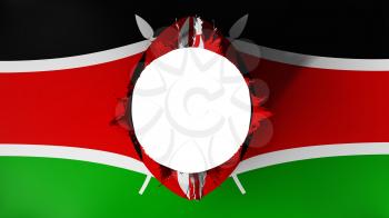 Hole cut in the flag of Kenya, white background, 3d rendering