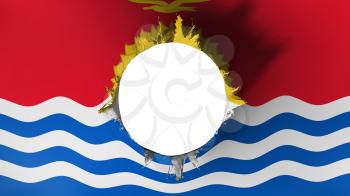 Hole cut in the flag of Kiribati, white background, 3d rendering