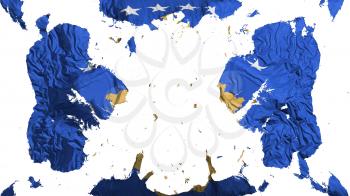 Scattered Kosovo flag, white background, 3d rendering