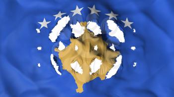 Kosovo flag with a small holes, white background, 3d rendering