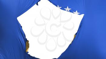 Cracked Kosovo flag, white background, 3d rendering