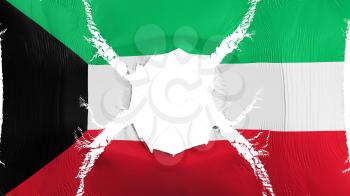 Kuwait flag with a hole, white background, 3d rendering