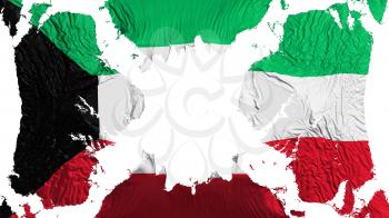 Kuwait torn flag fluttering in the wind, over white background, 3d rendering