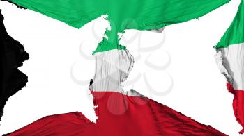 Destroyed Kuwait flag, white background, 3d rendering