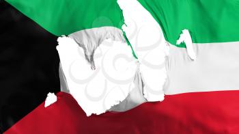 Ragged Kuwait flag, white background, 3d rendering