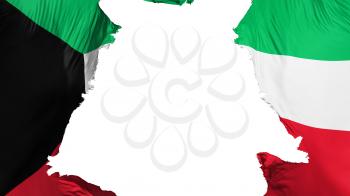 Kuwait flag ripped apart, white background, 3d rendering