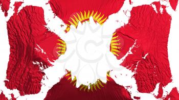 Kyrgyzstan torn flag fluttering in the wind, over white background, 3d rendering