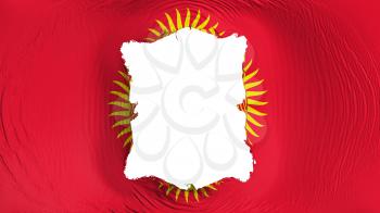 Square hole in the Kyrgyzstan flag, white background, 3d rendering