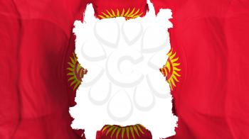 Ripped Kyrgyzstan flying flag, over white background, 3d rendering