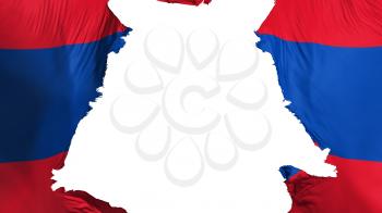 Laos flag ripped apart, white background, 3d rendering