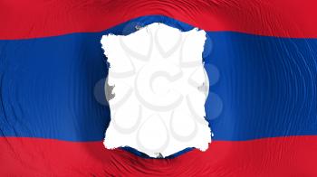 Square hole in the Laos flag, white background, 3d rendering