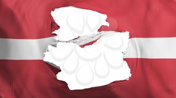 Tattered Latvia flag, white background, 3d rendering
