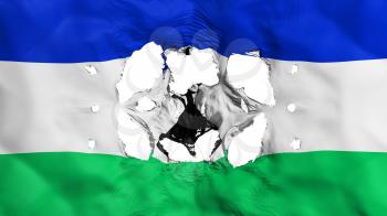 Holes in Lesotho flag, white background, 3d rendering