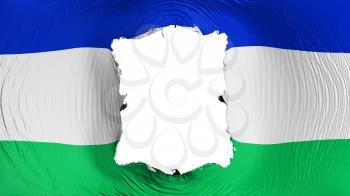 Square hole in the Lesotho flag, white background, 3d rendering