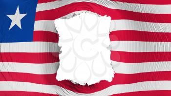 Square hole in the Liberia flag, white background, 3d rendering