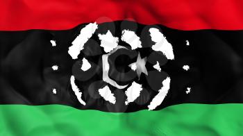 Libya flag with a small holes, white background, 3d rendering