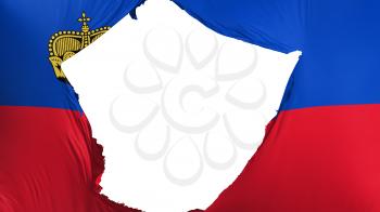 Cracked Principality of Liechtenstein flag, white background, 3d rendering