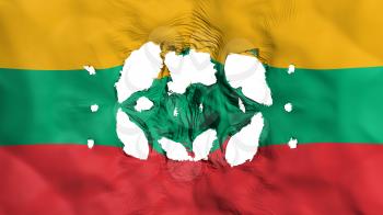Holes in Lithuania flag, white background, 3d rendering