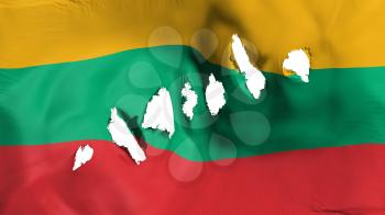 Lithuania flag perforated, bullet holes, white background, 3d rendering