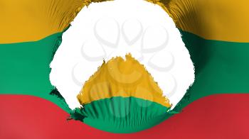 Big hole in Lithuania flag, white background, 3d rendering