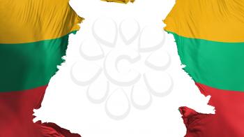 Lithuania flag ripped apart, white background, 3d rendering