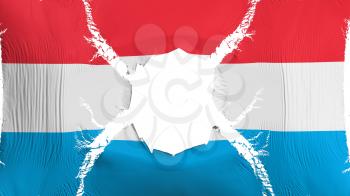Luxembourg flag with a hole, white background, 3d rendering