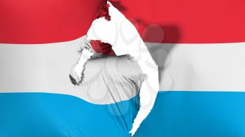 Damaged Luxembourg flag, white background, 3d rendering