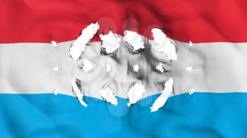Luxembourg flag with a small holes, white background, 3d rendering