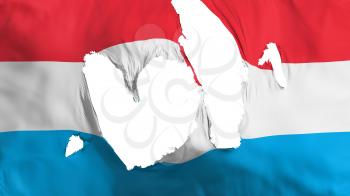Ragged Luxembourg flag, white background, 3d rendering