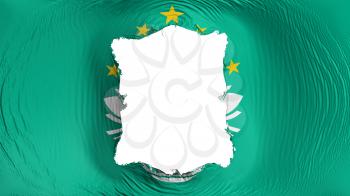 Square hole in the Macau flag, white background, 3d rendering