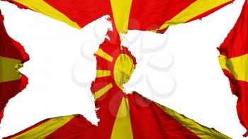Destroyed Macedonia flag, white background, 3d rendering