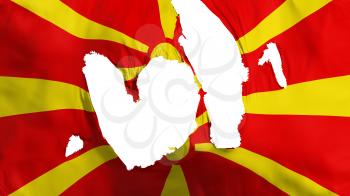 Ragged Macedonia flag, white background, 3d rendering