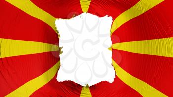 Square hole in the Macedonia flag, white background, 3d rendering