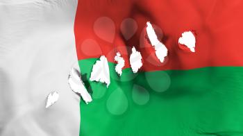 Madagascar flag perforated, bullet holes, white background, 3d rendering