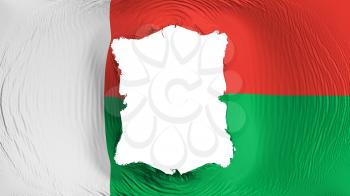 Square hole in the Madagascar flag, white background, 3d rendering