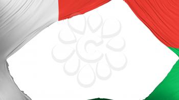 Divided Madagascar flag, white background, 3d rendering